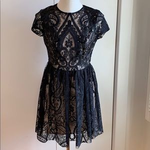 Black lace overlay party dress